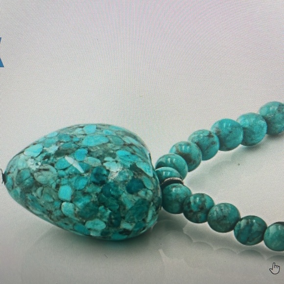 Southwest style 4x4 heart shaped turquoise rhodium over sterling silver - Picture 3 of 3